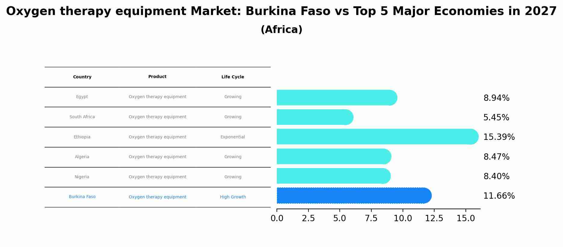 Oxygen therapy equipment Market: Burkina Faso vs Top 5 Major Economies in 2027 (Africa)