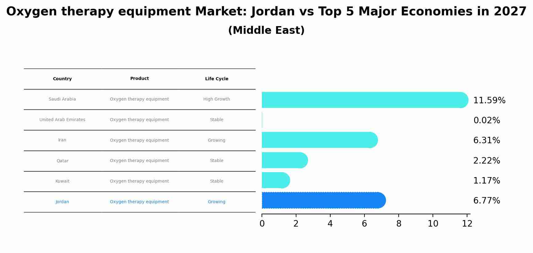 Oxygen therapy equipment Market: Jordan vs Top 5 Major Economies in 2027 (Middle East)