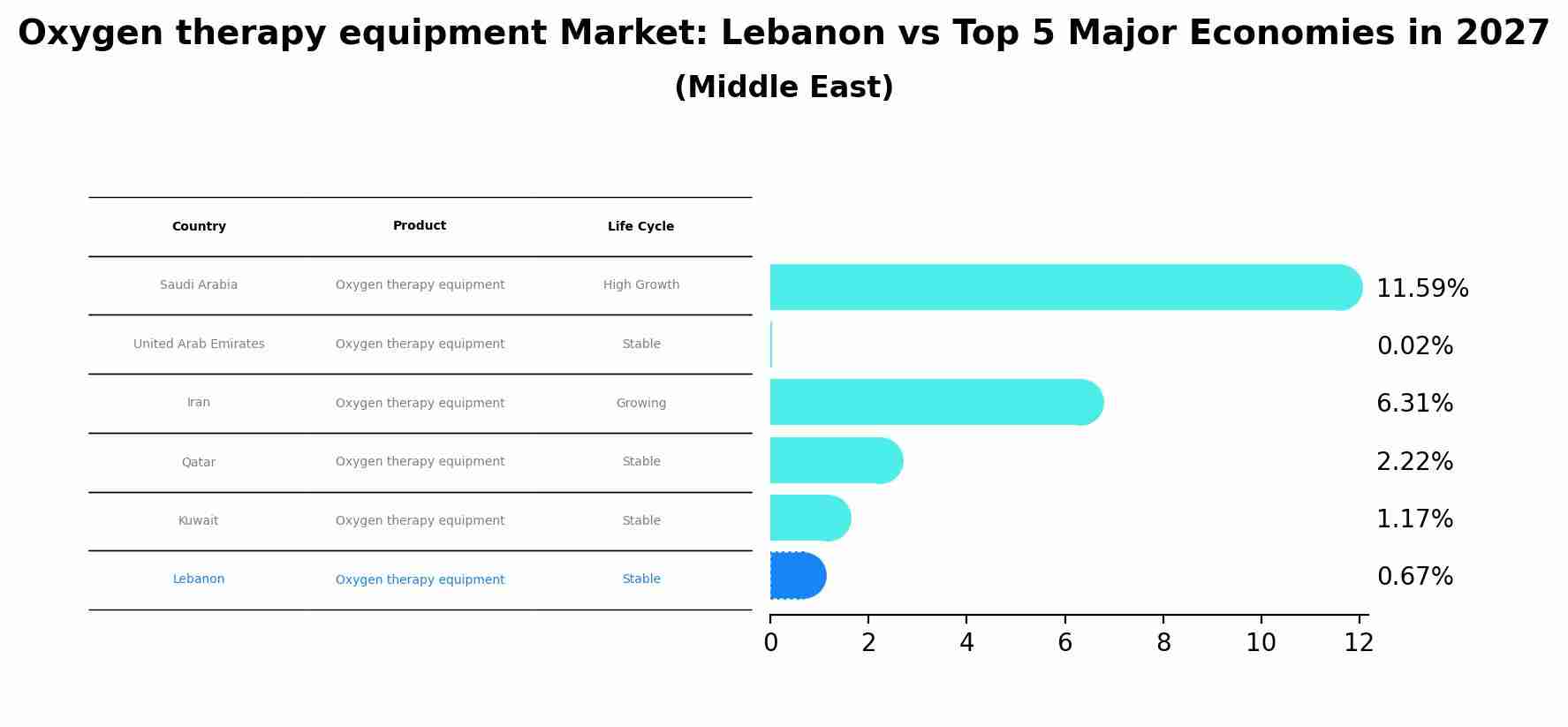 Oxygen therapy equipment Market: Lebanon vs Top 5 Major Economies in 2027 (Middle East)