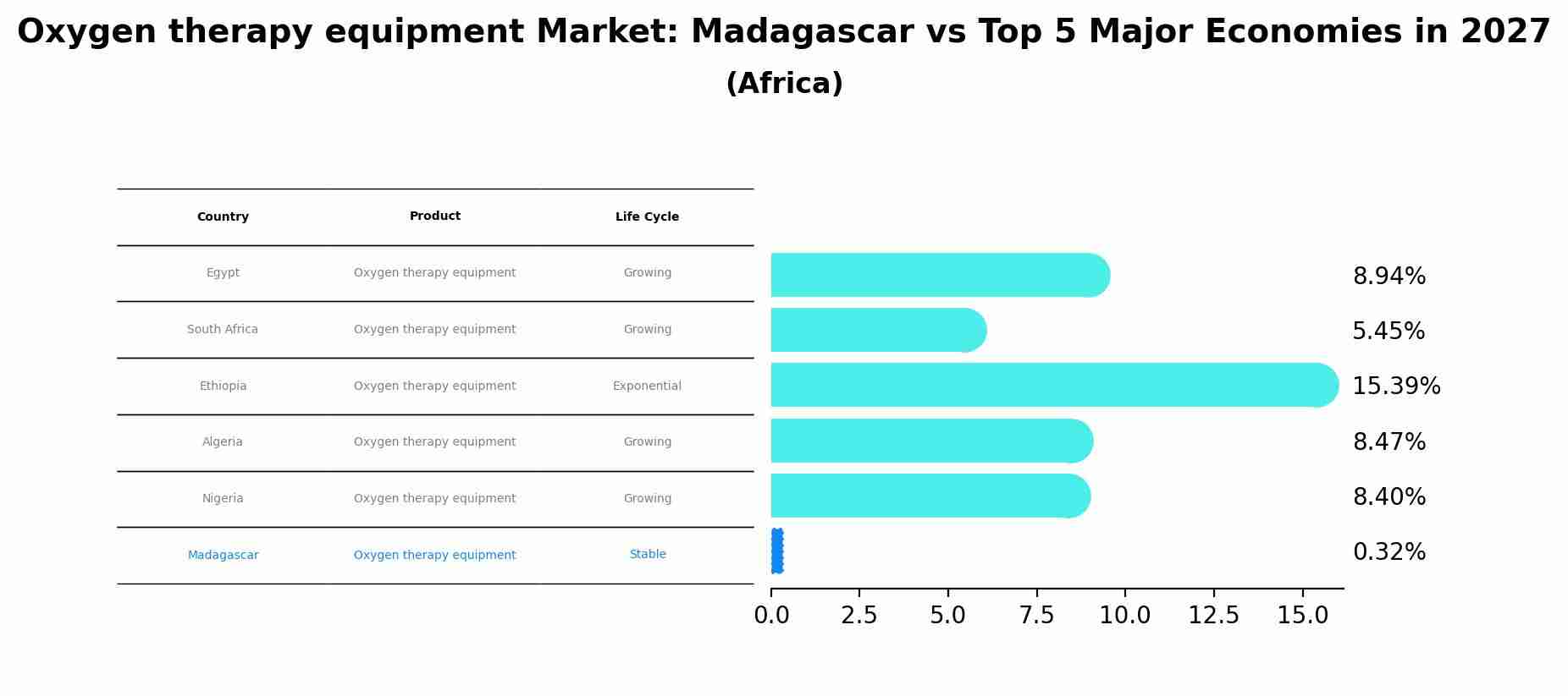 Oxygen therapy equipment Market: Madagascar vs Top 5 Major Economies in 2027 (Africa)