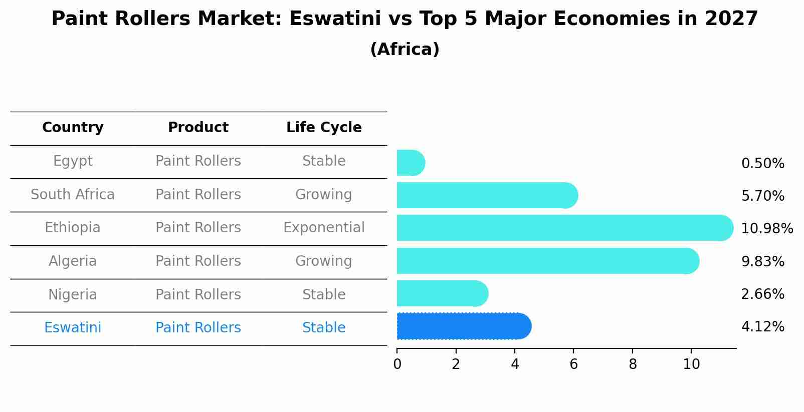 Paint Rollers Market: Eswatini vs Top 5 Major Economies in 2027 (Africa)
