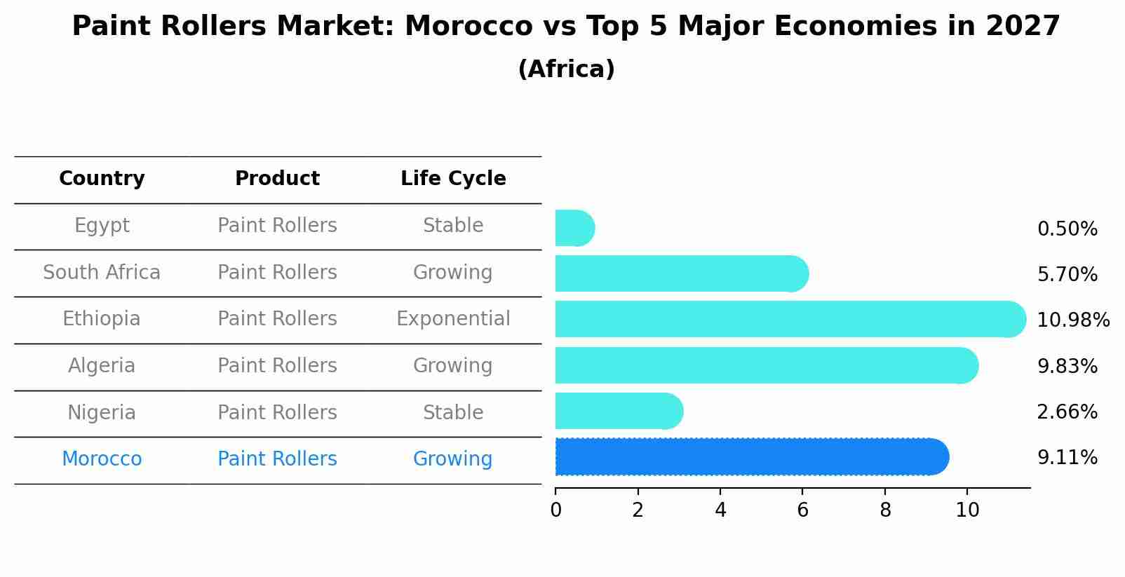 Paint Rollers Market: Morocco vs Top 5 Major Economies in 2027 (Africa)