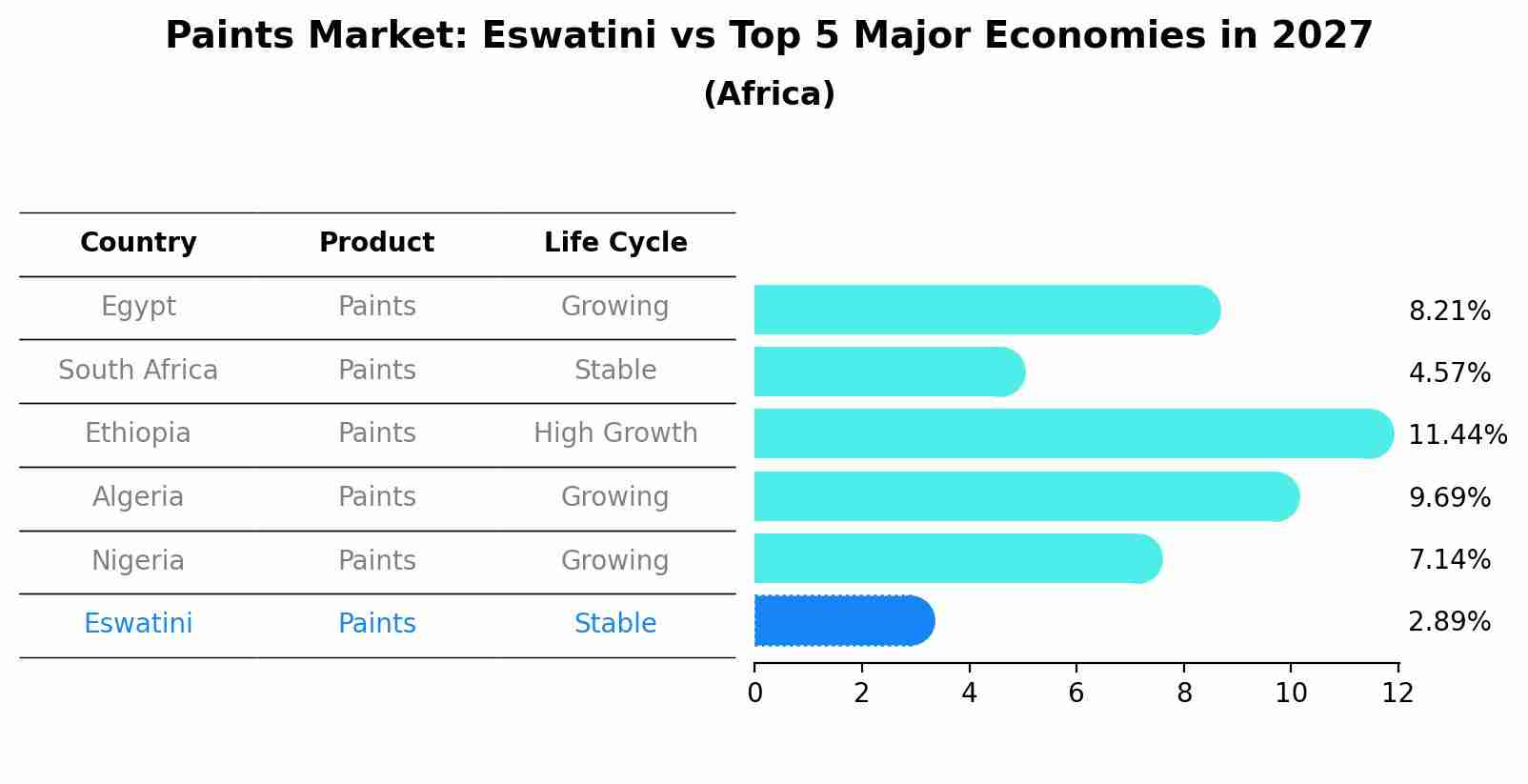 Paints Market: Eswatini vs Top 5 Major Economies in 2027 (Africa)