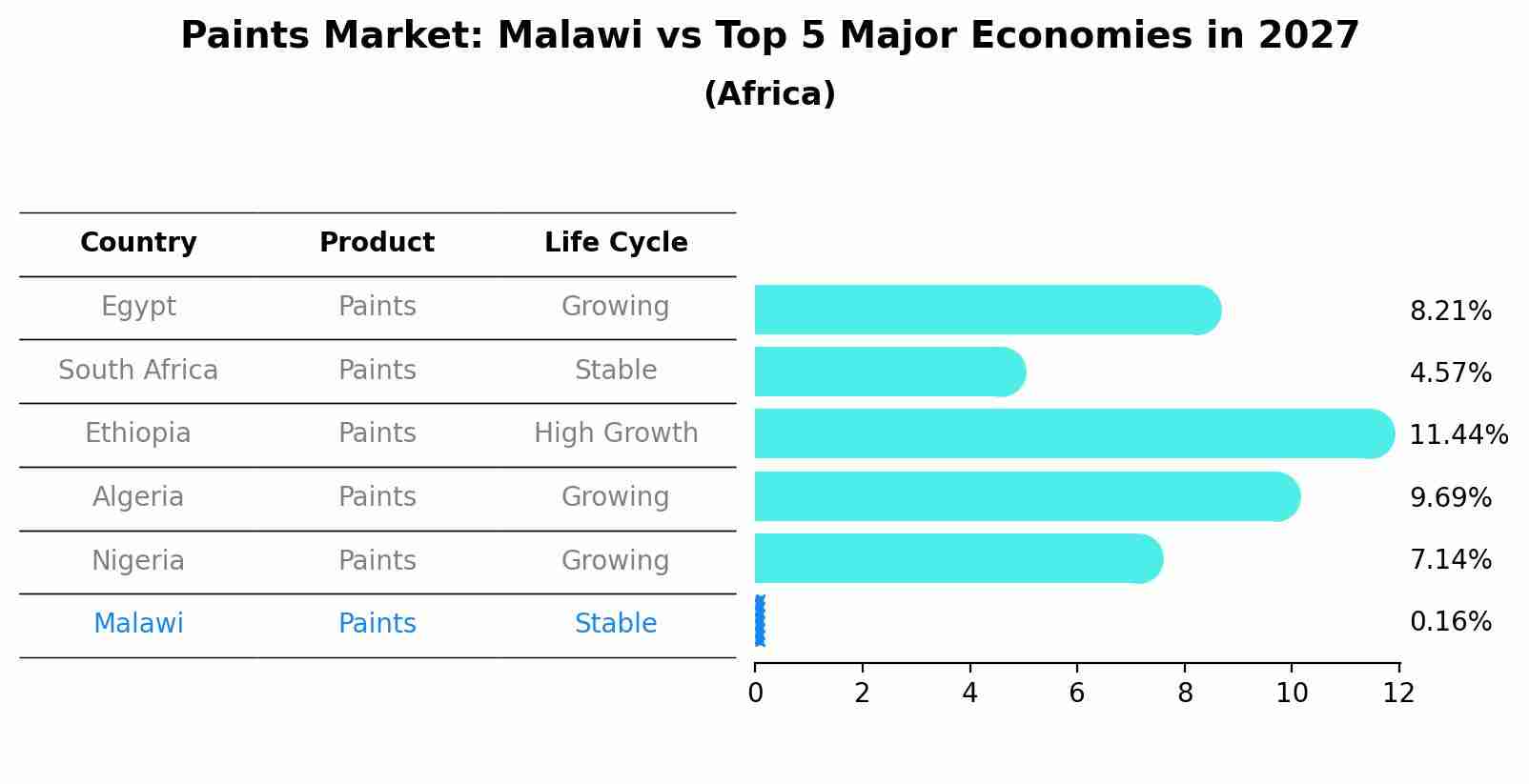 Paints Market: Malawi vs Top 5 Major Economies in 2027 (Africa)