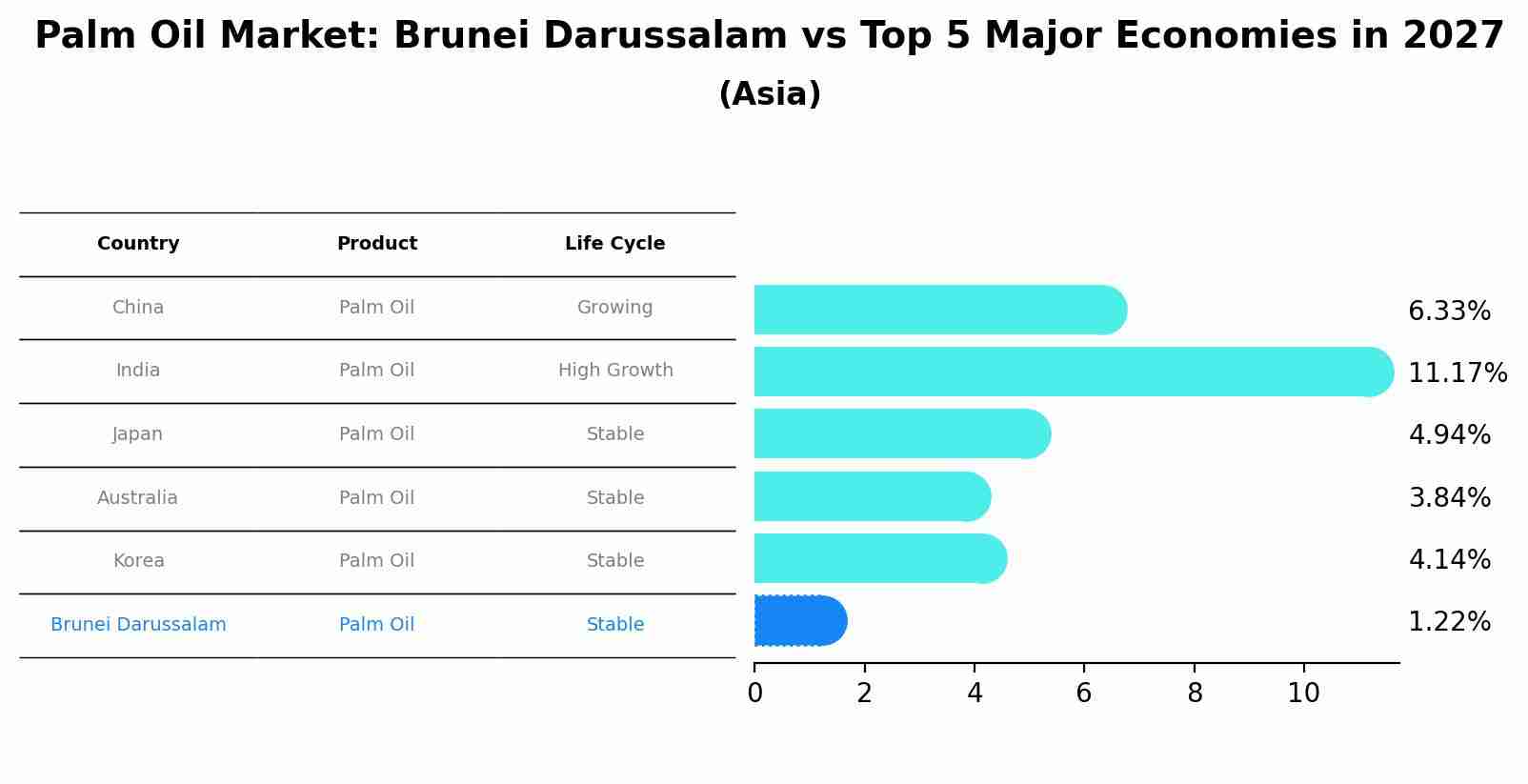 Palm Oil Market: Brunei Darussalam vs Top 5 Major Economies in 2027 (Asia)