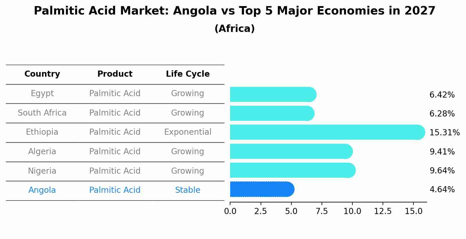 Palmitic Acid Market: Angola vs Top 5 Major Economies in 2027 (Africa)