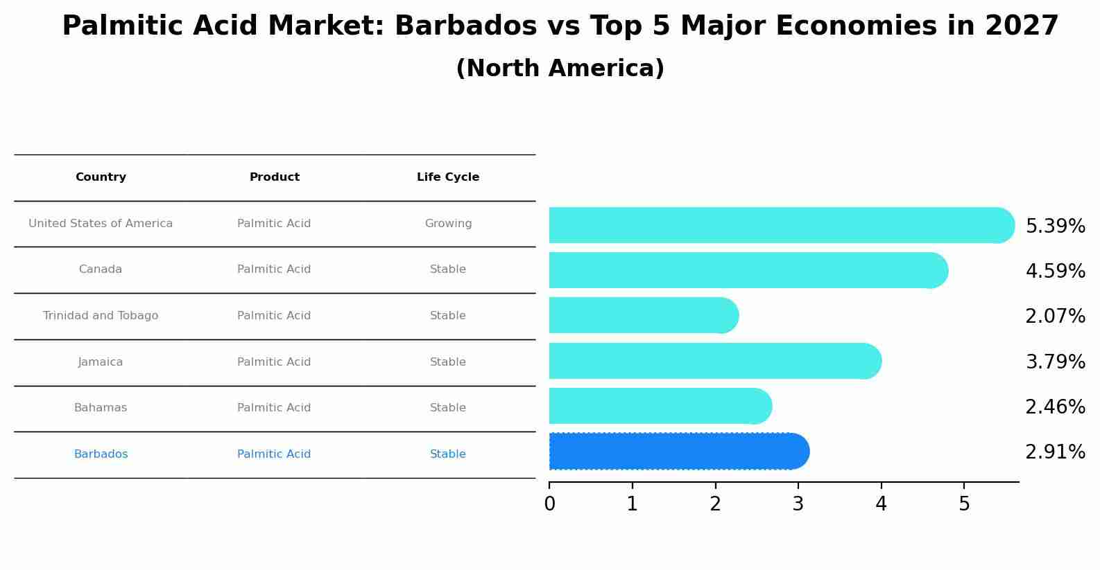 Palmitic Acid Market: Barbados vs Top 5 Major Economies in 2027 (North America)