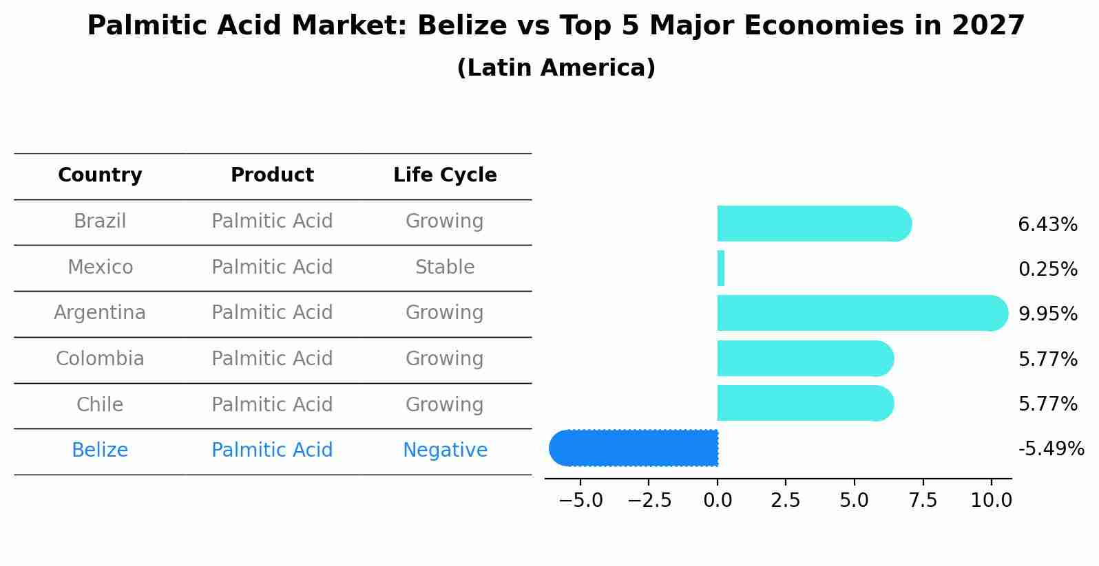 Palmitic Acid Market: Belize vs Top 5 Major Economies in 2027 (Latin America)