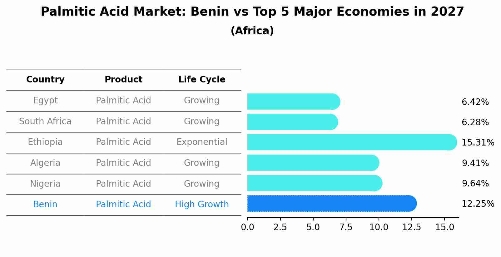 Palmitic Acid Market: Benin vs Top 5 Major Economies in 2027 (Africa)