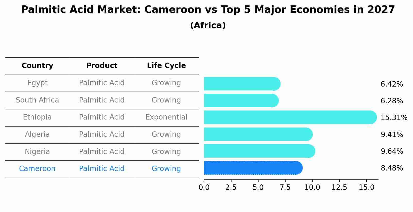 Palmitic Acid Market: Cameroon vs Top 5 Major Economies in 2027 (Africa)