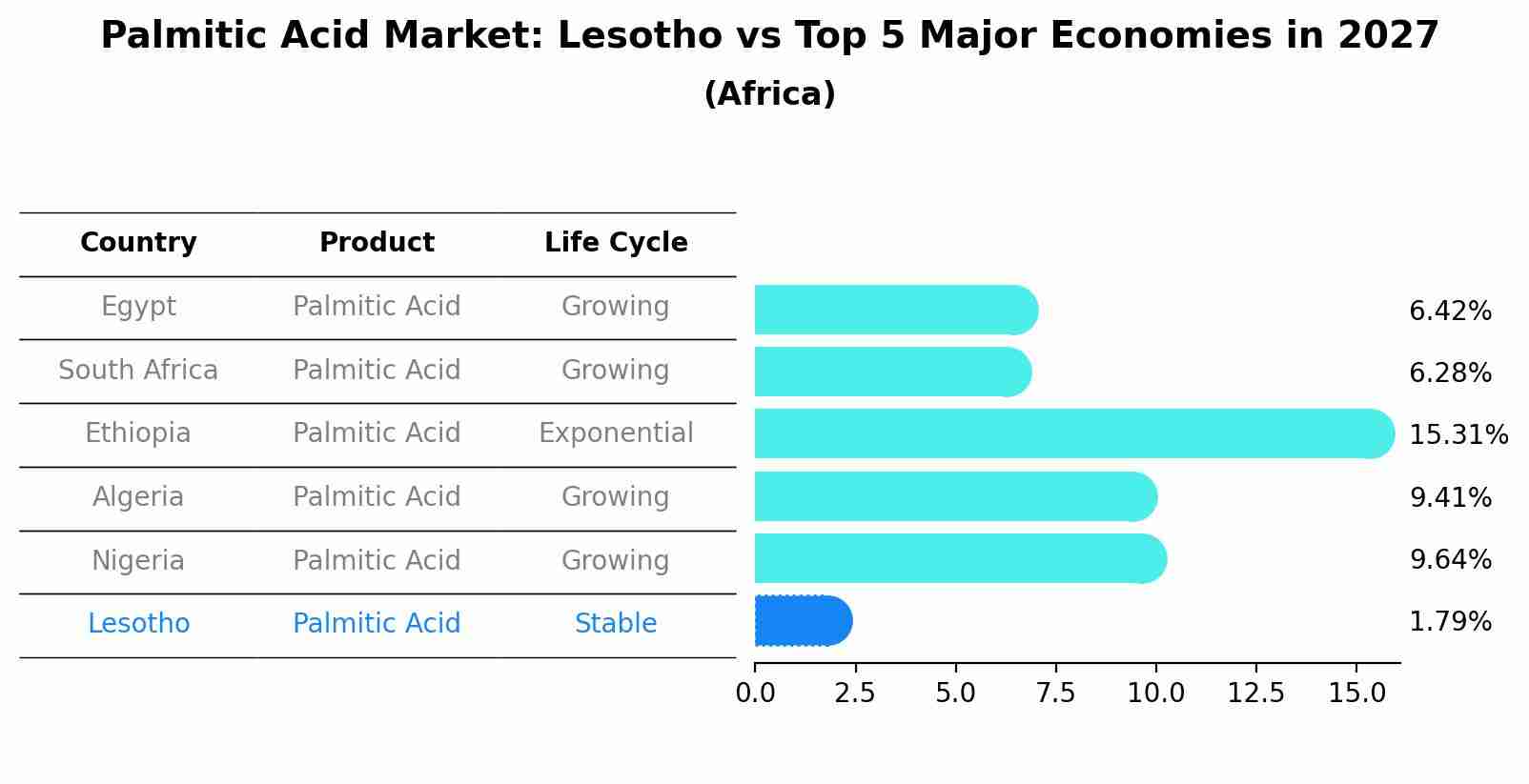 Palmitic Acid Market: Lesotho vs Top 5 Major Economies in 2027 (Africa)