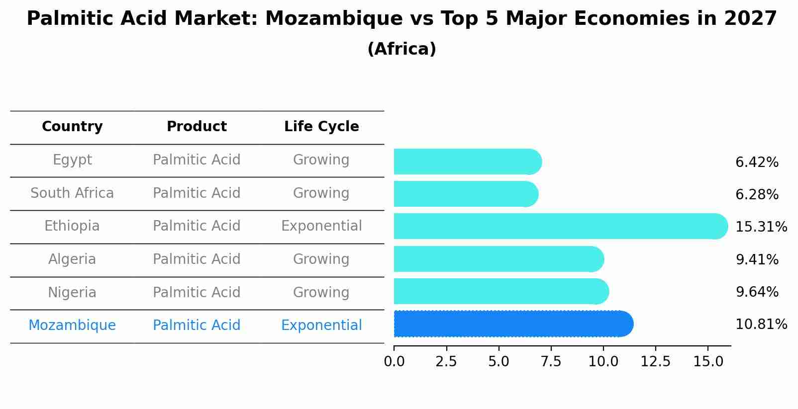 Palmitic Acid Market: Mozambique vs Top 5 Major Economies in 2027 (Africa)