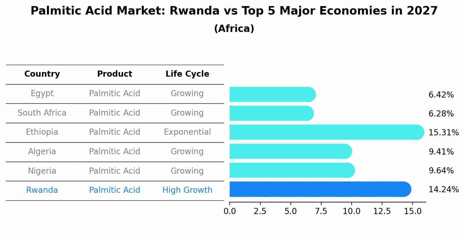 Palmitic Acid Market: Rwanda vs Top 5 Major Economies in 2027 (Africa)