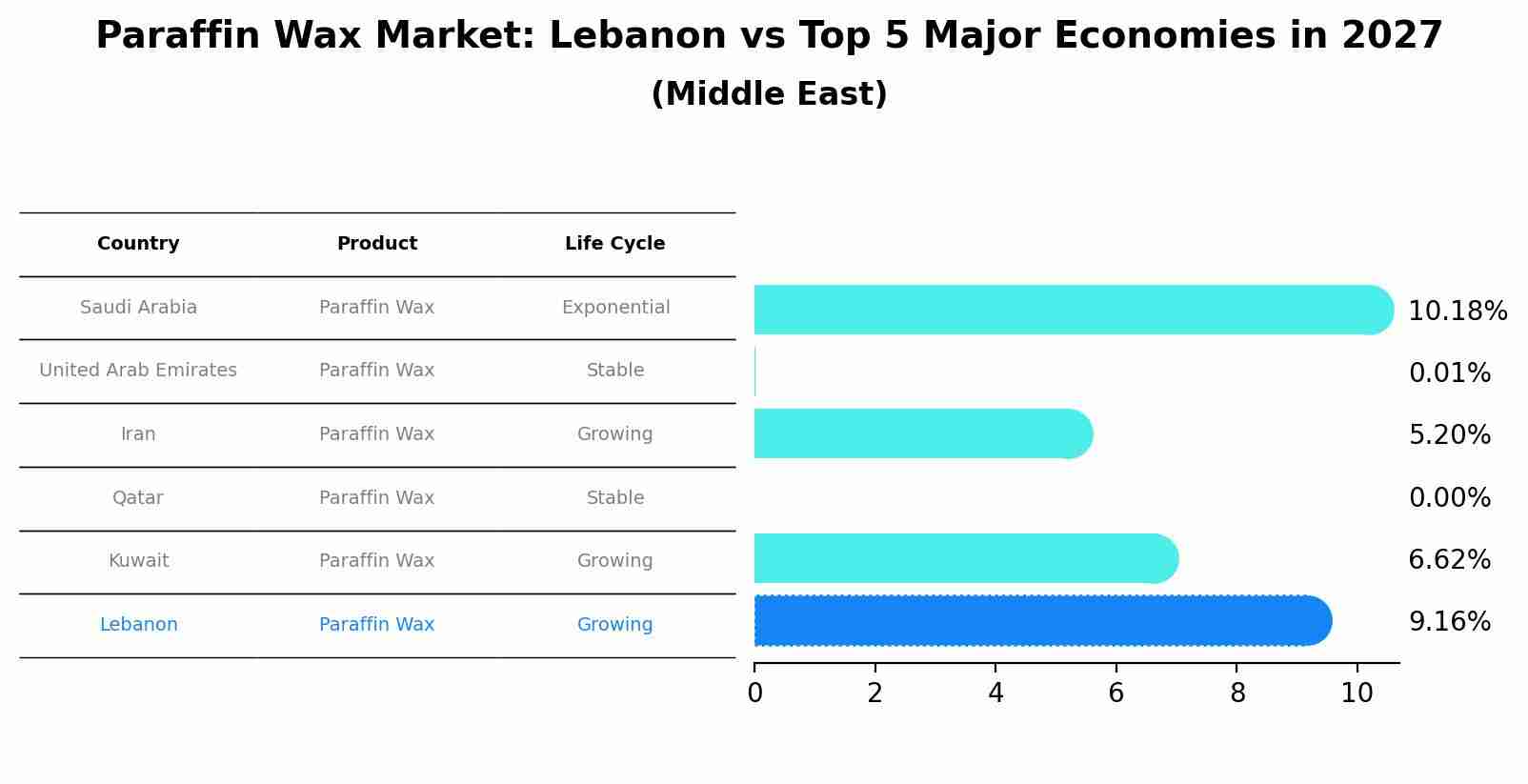 Paraffin Wax Market: Lebanon vs Top 5 Major Economies in 2027 (Middle East)