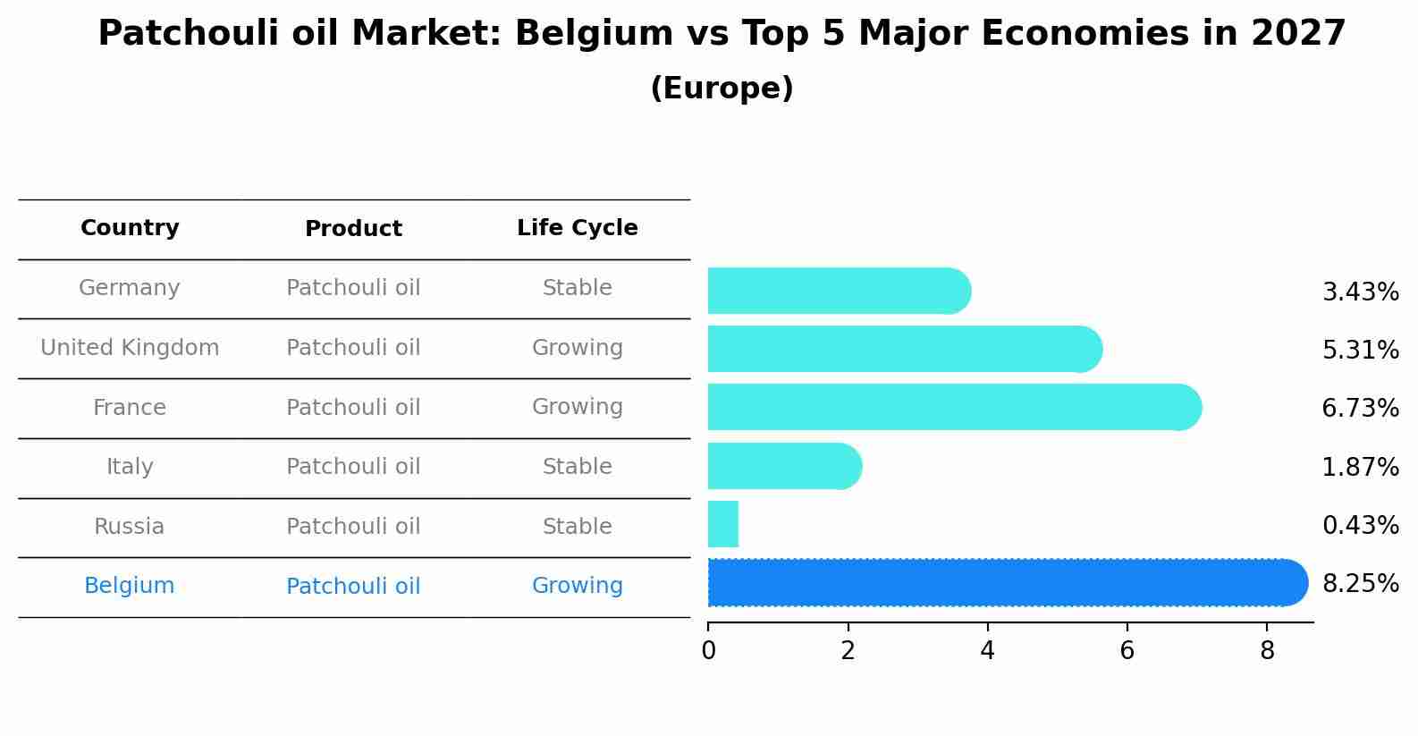 Patchouli oil Market: Belgium vs Top 5 Major Economies in 2027 (Europe)