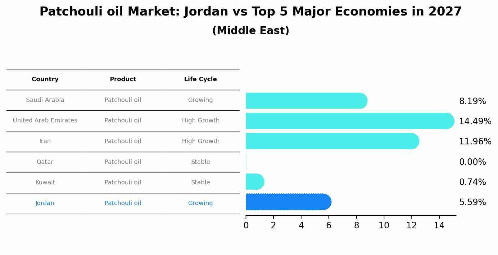 Patchouli oil Market: Jordan vs Top 5 Major Economies in 2027 (Middle East)