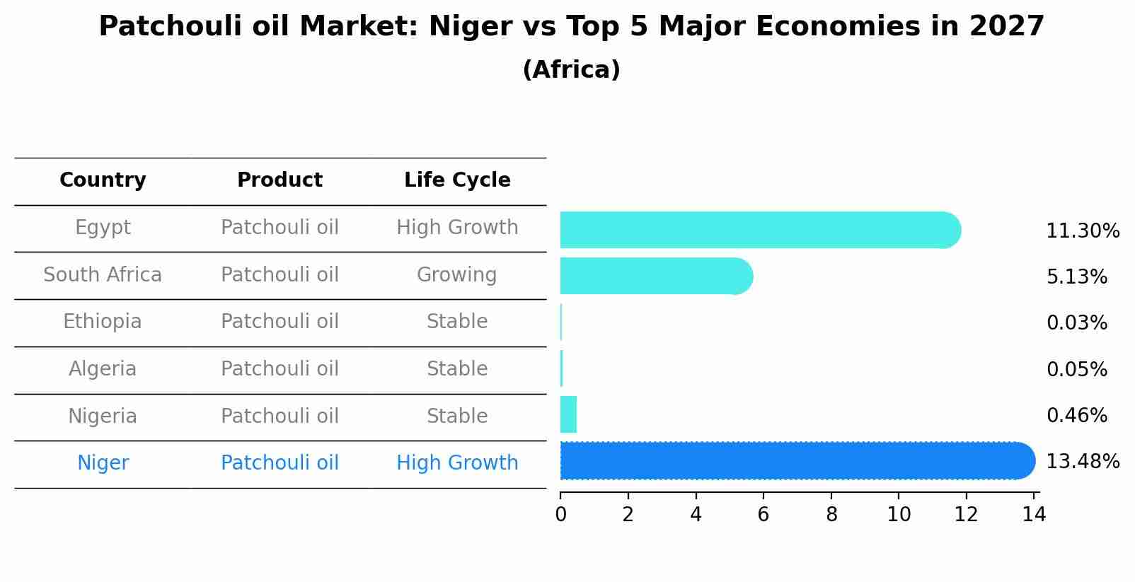 Patchouli oil Market: Niger vs Top 5 Major Economies in 2027 (Africa)