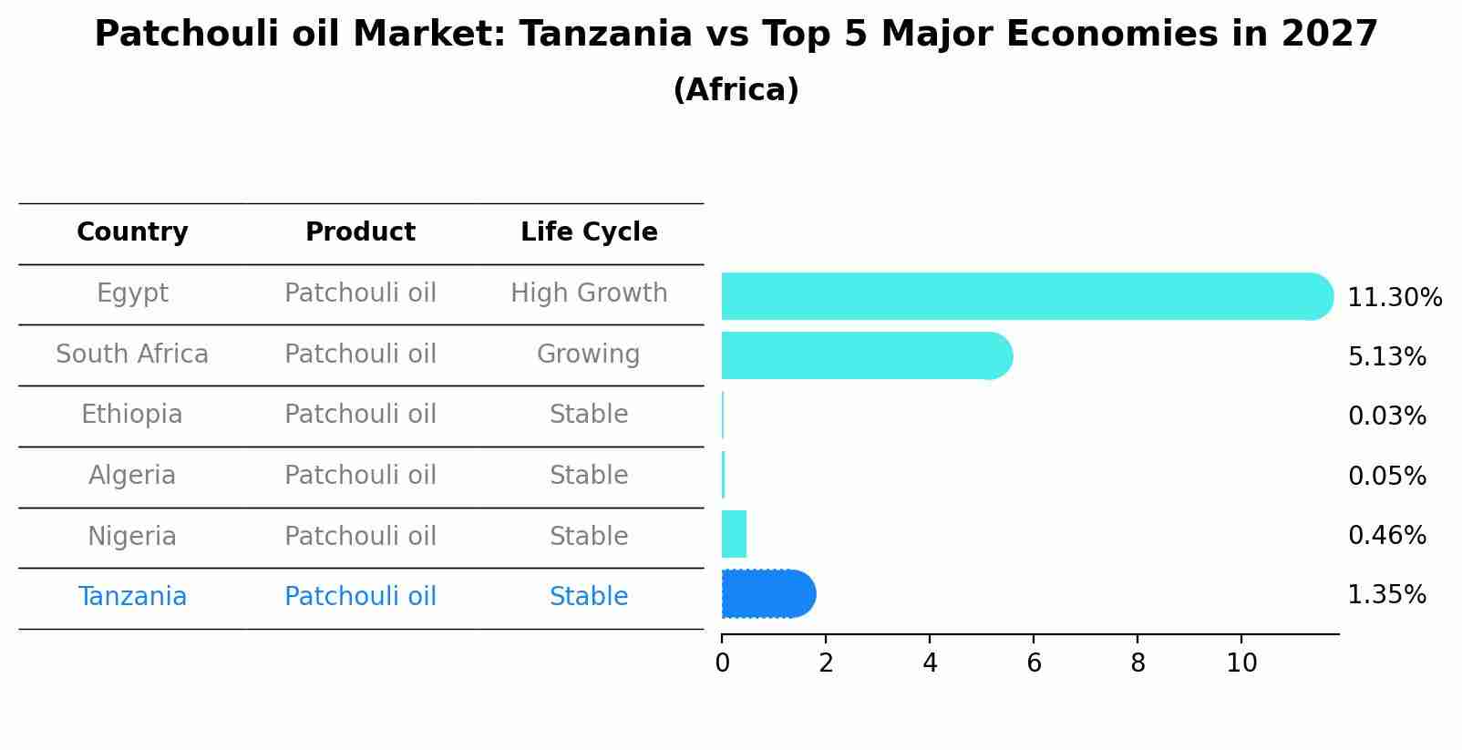 Patchouli oil Market: Tanzania vs Top 5 Major Economies in 2027 (Africa)