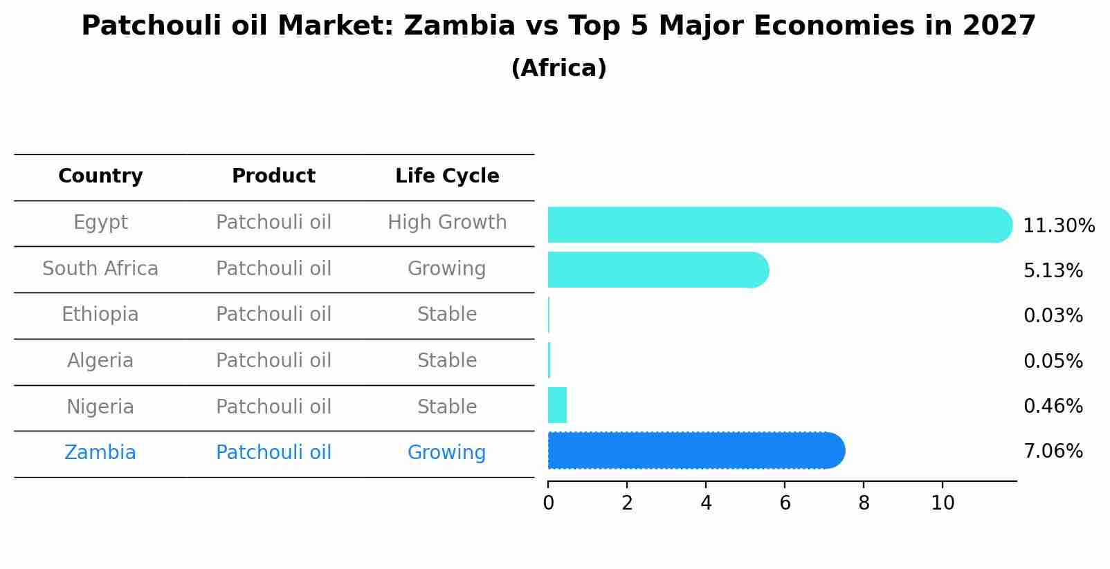 Patchouli oil Market: Zambia vs Top 5 Major Economies in 2027 (Africa)