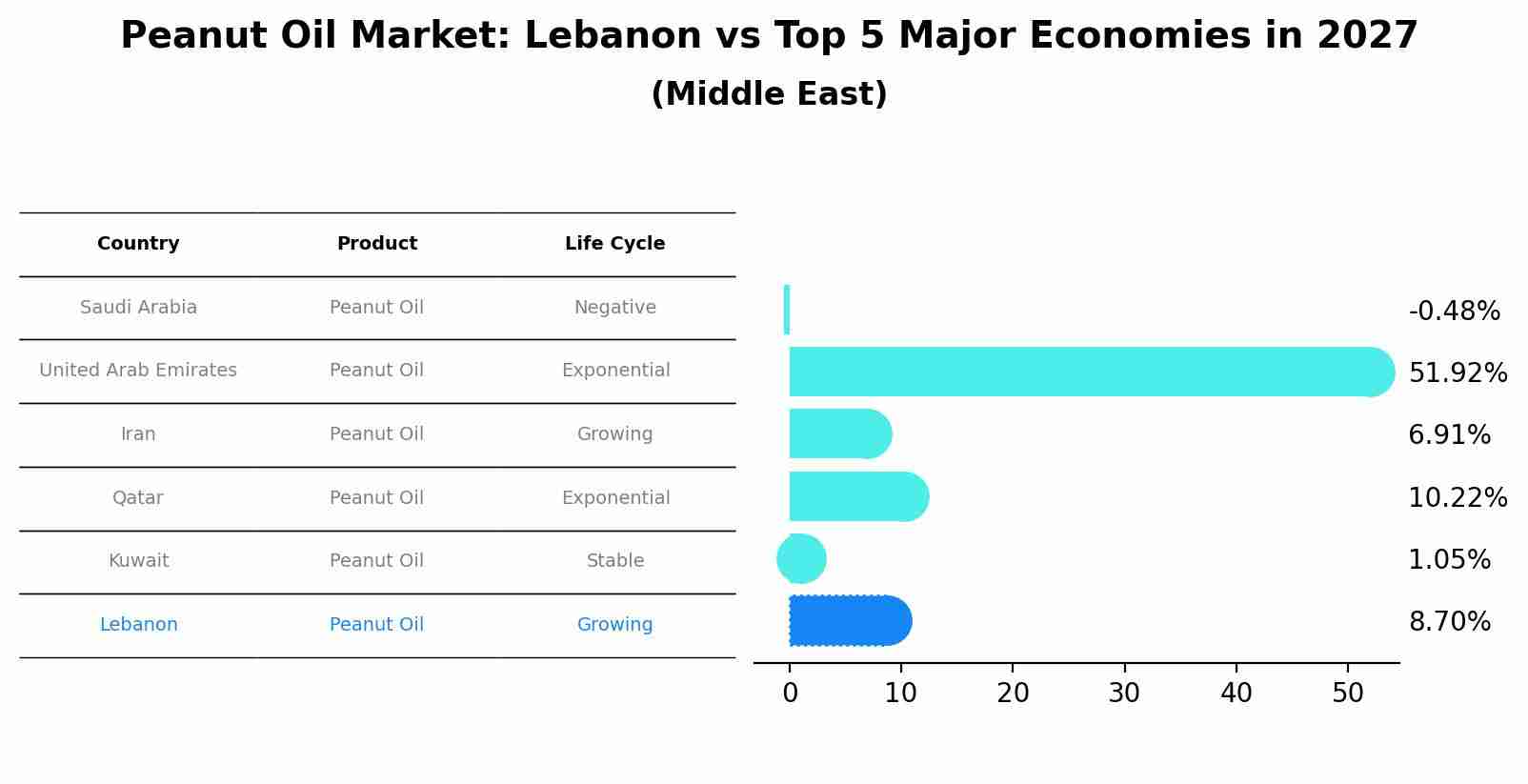 Peanut Oil Market: Lebanon vs Top 5 Major Economies in 2027 (Middle East)