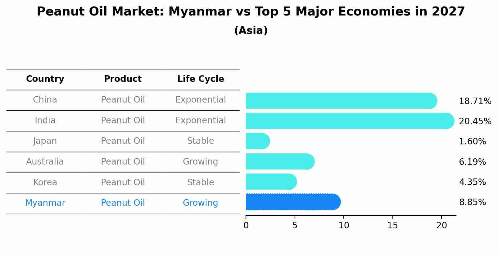 Peanut Oil Market: Myanmar vs Top 5 Major Economies in 2027 (Asia)