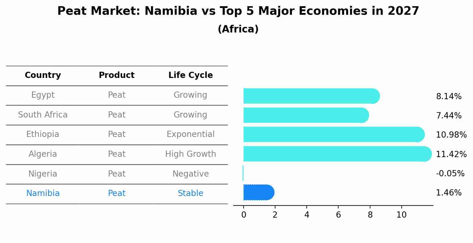 Peat Market: Namibia vs Top 5 Major Economies in 2027 (Africa)