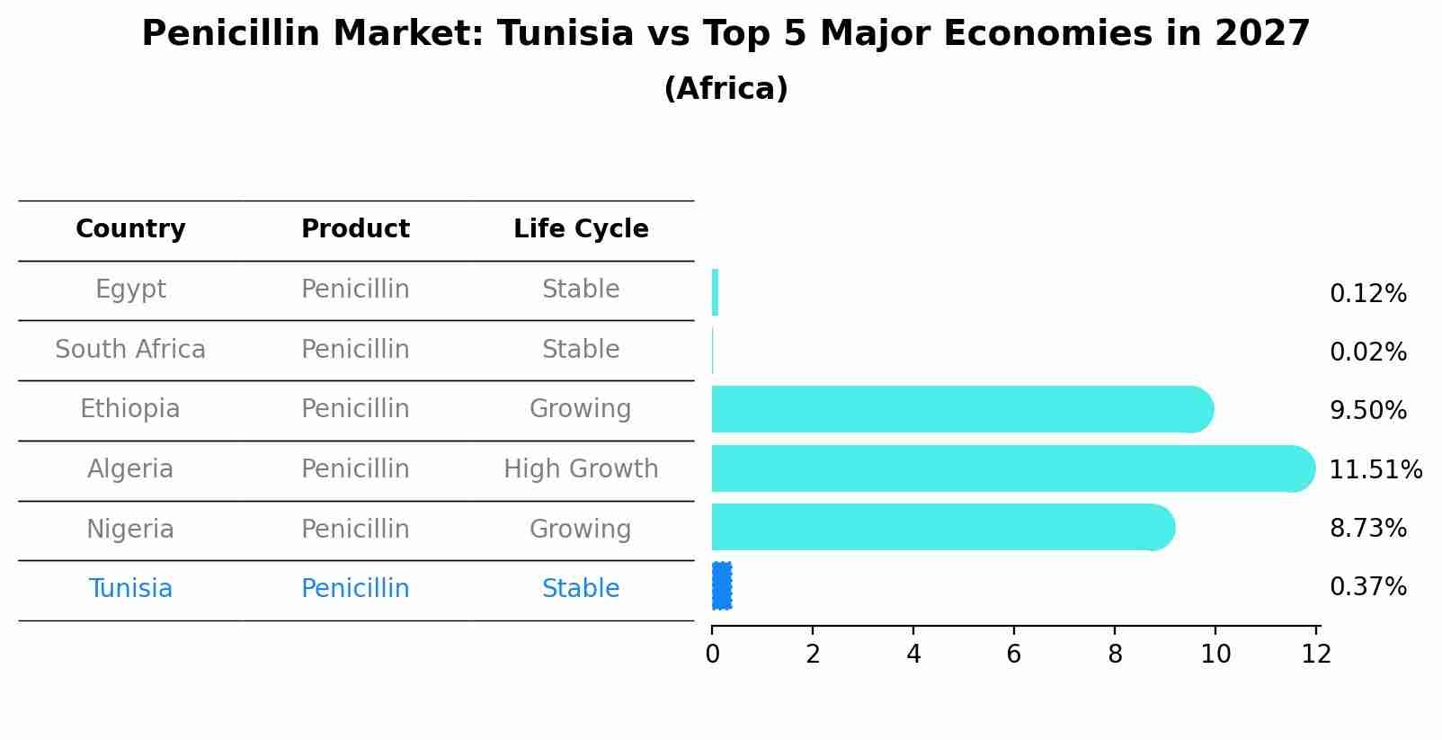 Penicillin Market: Tunisia vs Top 5 Major Economies in 2027 (Africa)