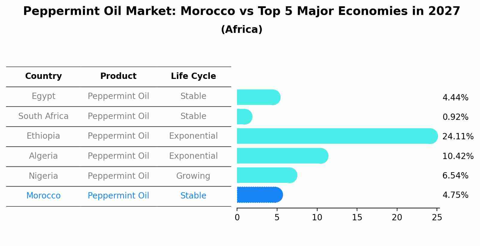 Peppermint Oil Market: Morocco vs Top 5 Major Economies in 2027 (Africa)