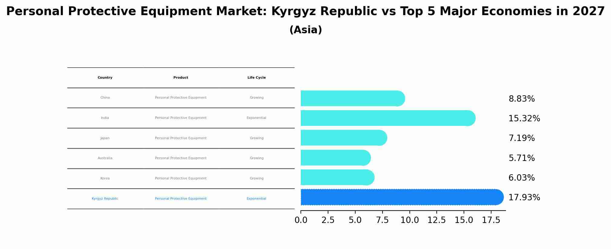 Personal Protective Equipment Market: Kyrgyz Republic vs Top 5 Major Economies in 2027 (Asia)