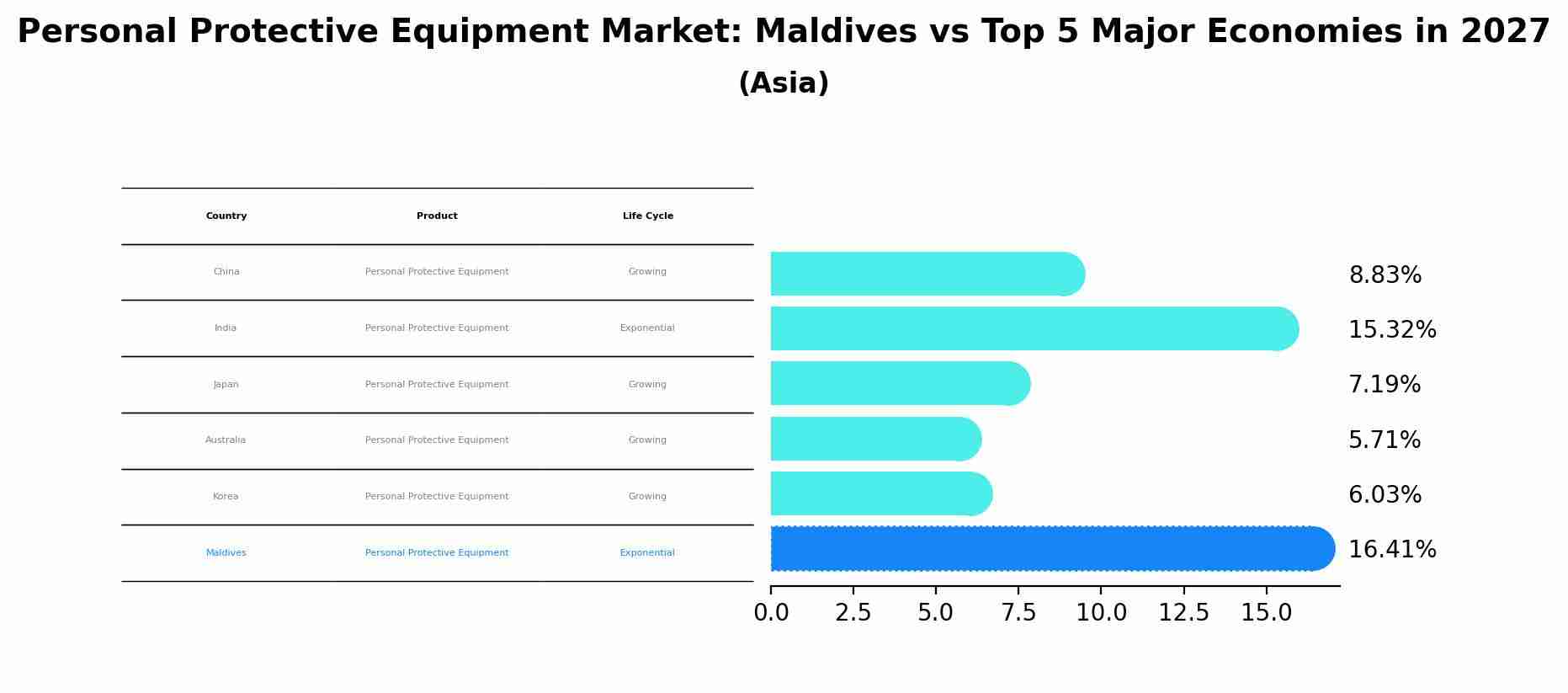 Personal Protective Equipment Market: Maldives vs Top 5 Major Economies in 2027 (Asia)
