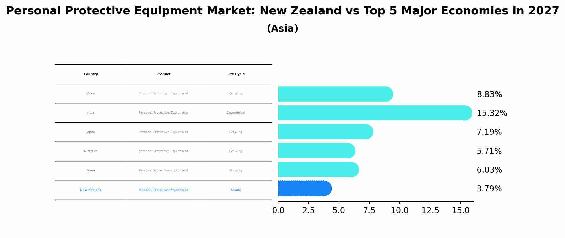 Personal Protective Equipment Market: New Zealand vs Top 5 Major Economies in 2027 (Asia)
