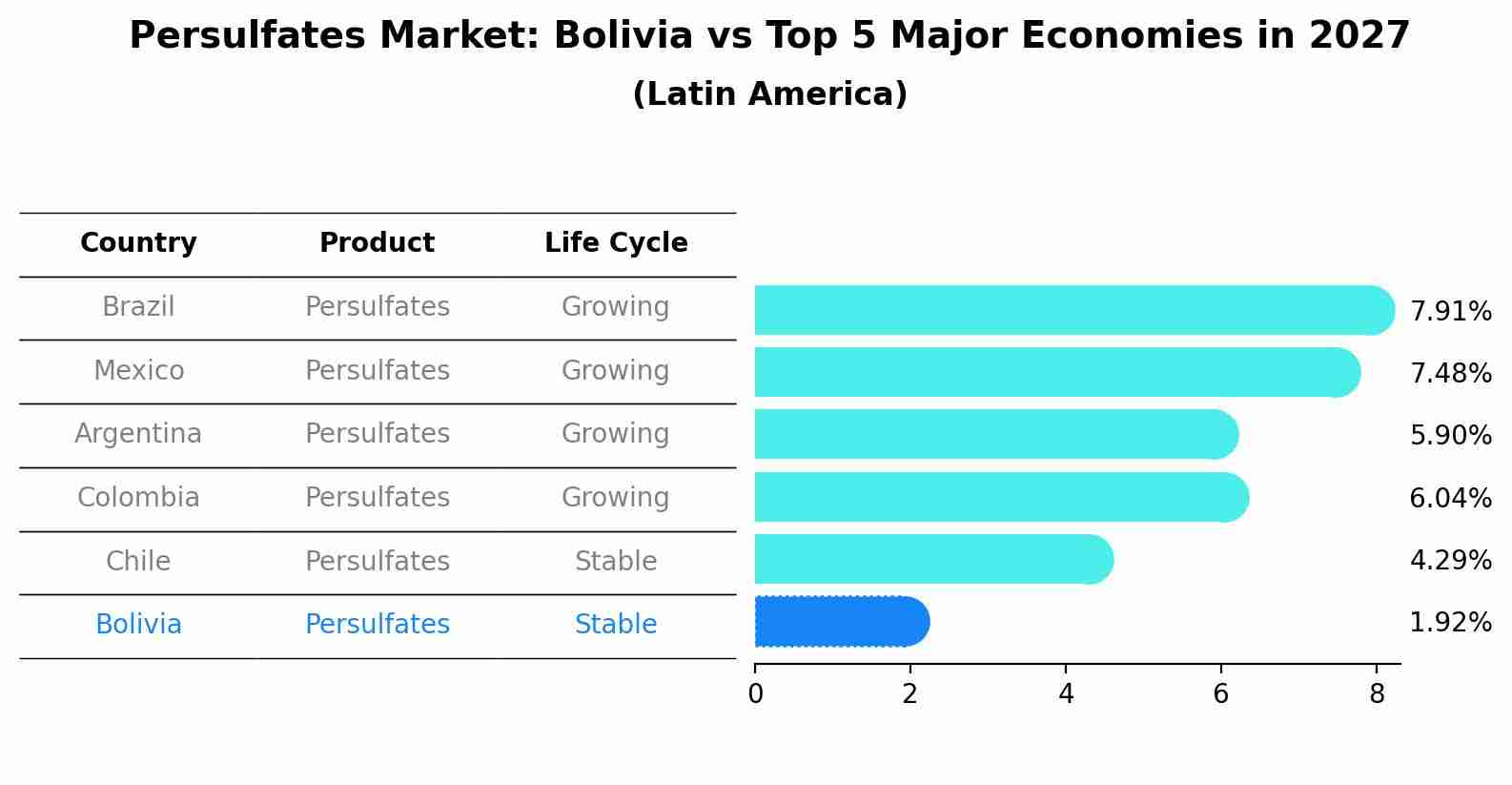Persulfates Market: Bolivia vs Top 5 Major Economies in 2027 (Latin America)