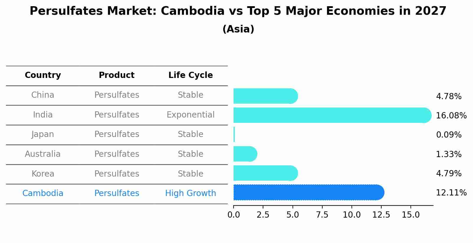 Persulfates Market: Cambodia vs Top 5 Major Economies in 2027 (Asia)