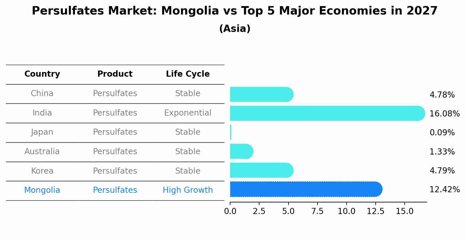 Persulfates Market: Mongolia vs Top 5 Major Economies in 2027 (Asia)