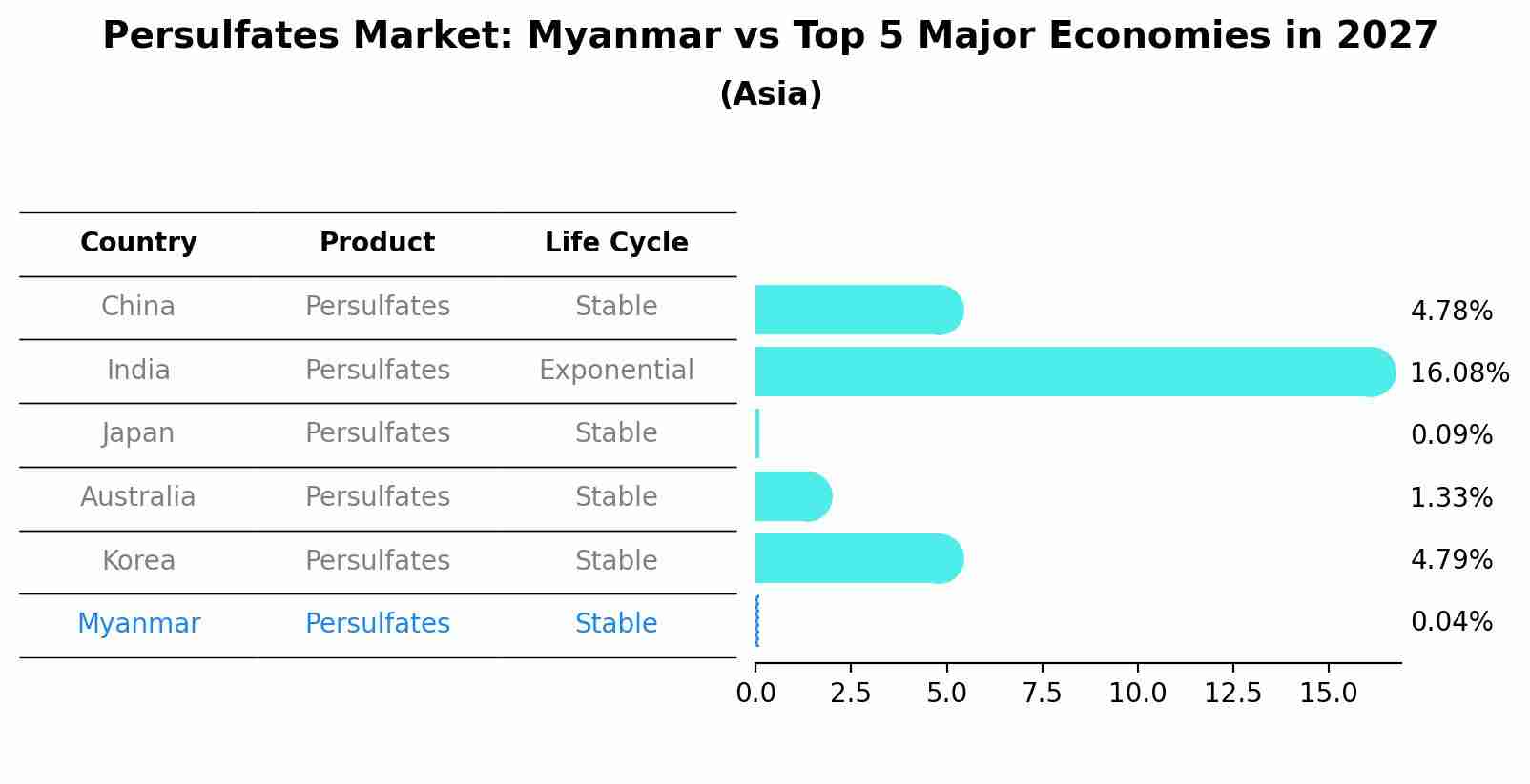 Persulfates Market: Myanmar vs Top 5 Major Economies in 2027 (Asia)