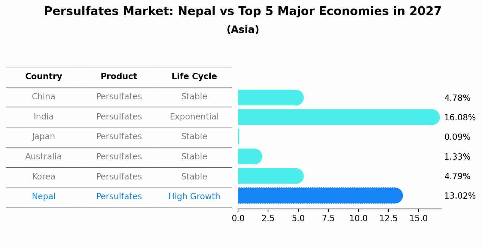 Persulfates Market: Nepal vs Top 5 Major Economies in 2027 (Asia)
