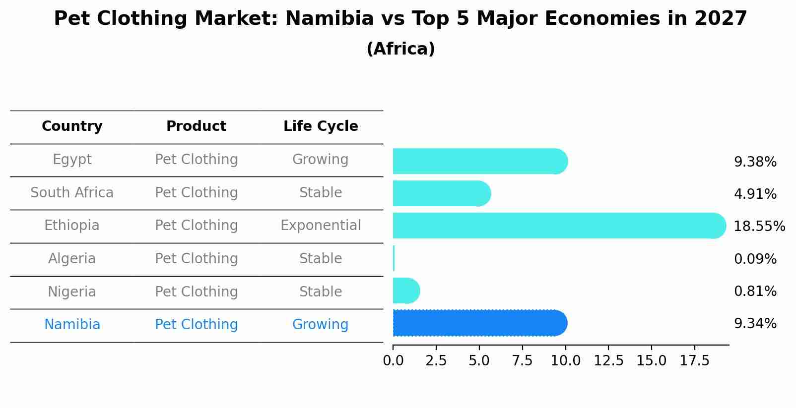 Pet Clothing Market: Namibia vs Top 5 Major Economies in 2027 (Africa)
