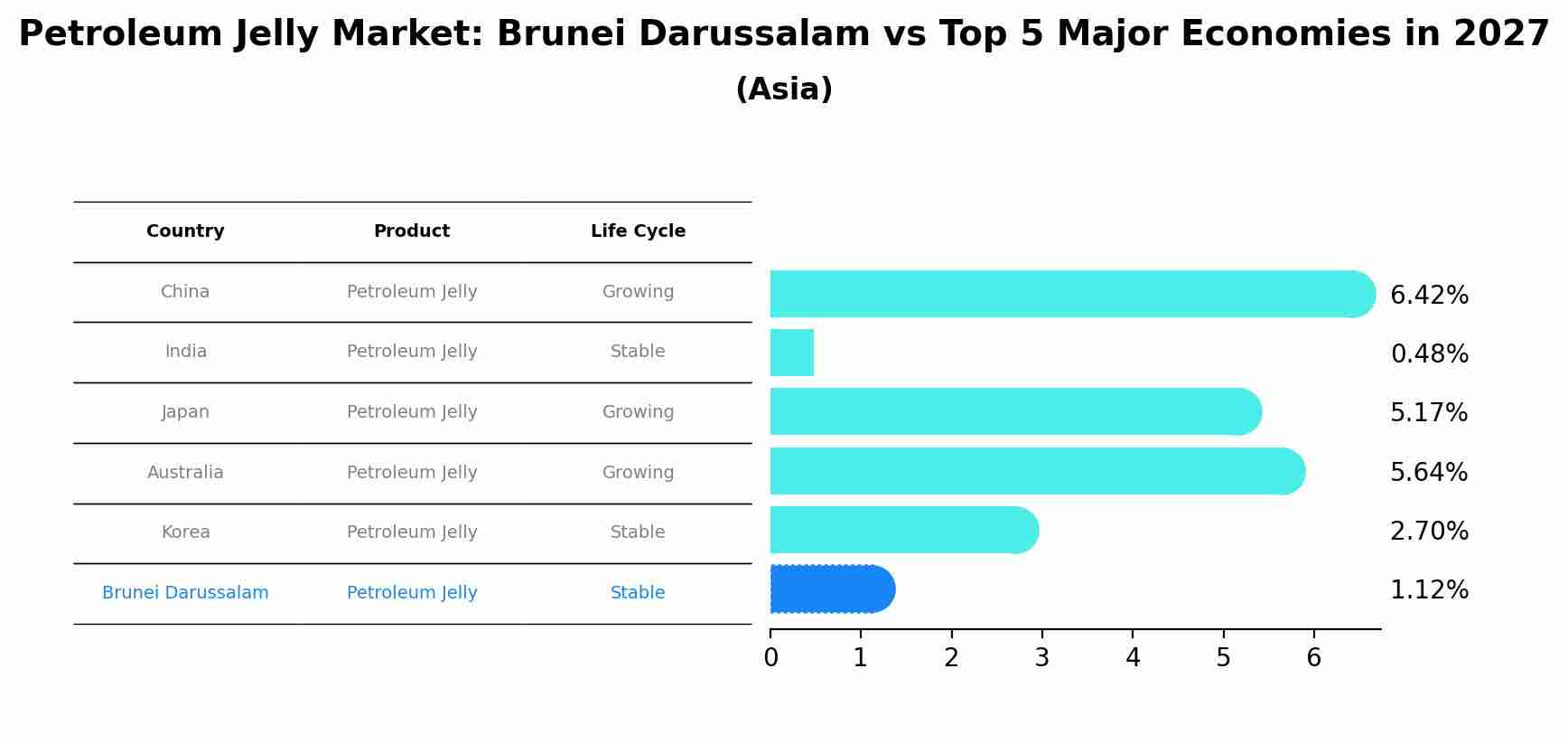 Petroleum Jelly Market: Brunei Darussalam vs Top 5 Major Economies in 2027 (Asia)