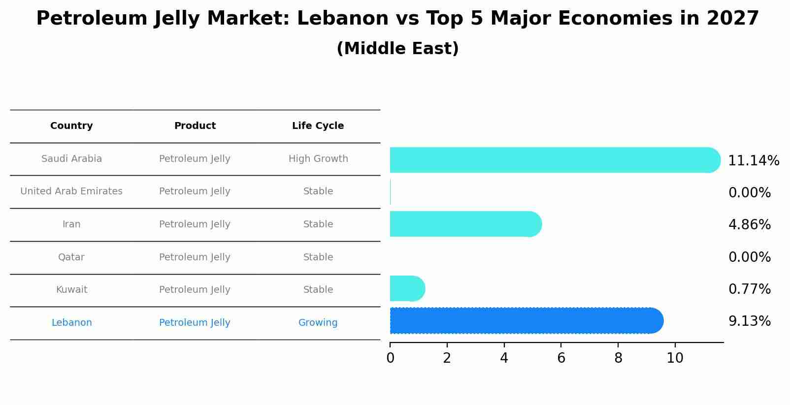 Petroleum Jelly Market: Lebanon vs Top 5 Major Economies in 2027 (Middle East)
