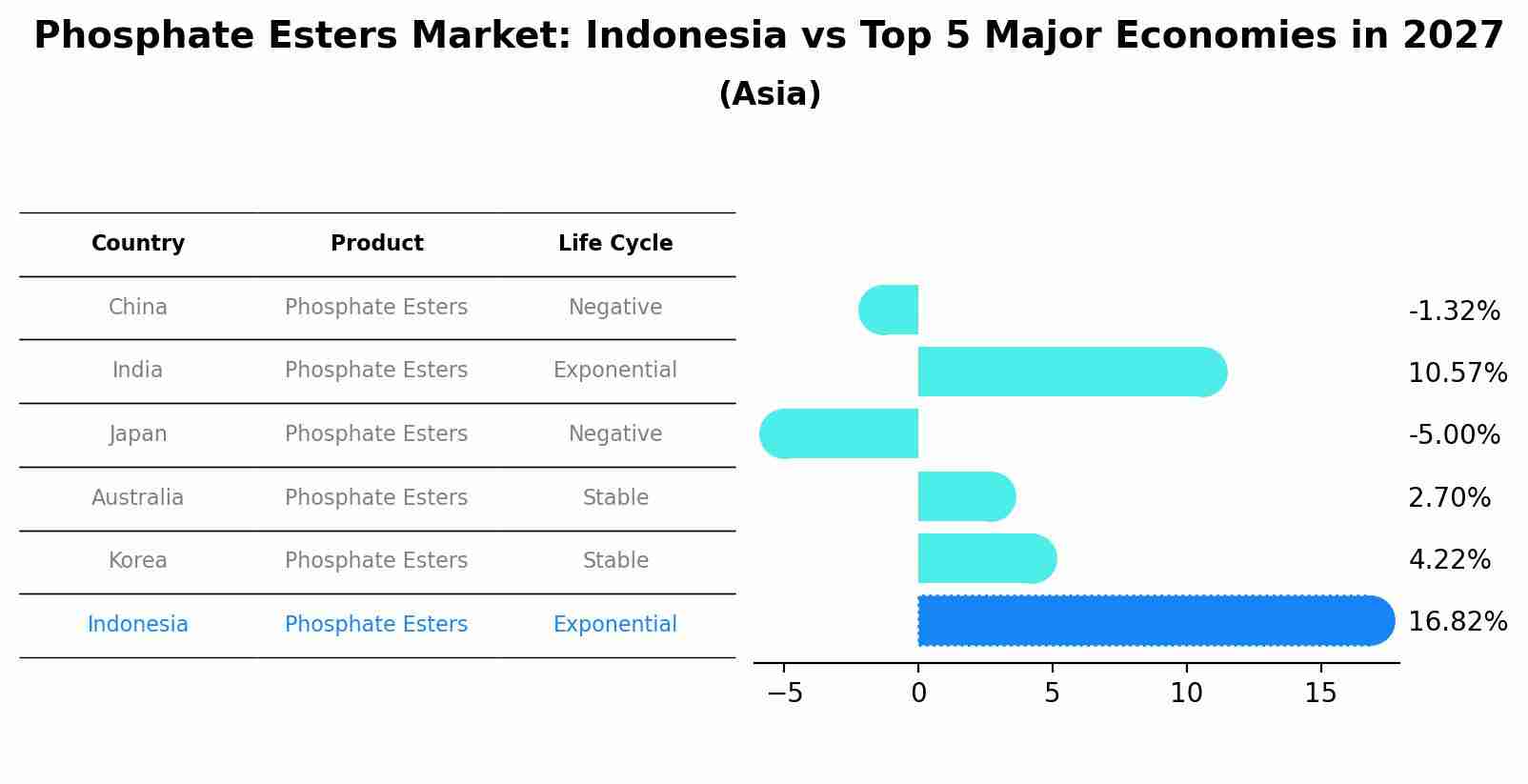 Phosphate Esters Market: Indonesia vs Top 5 Major Economies in 2027 (Asia)
