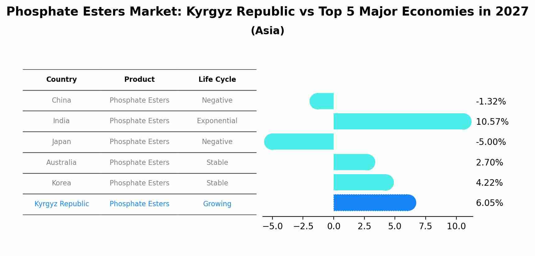 Phosphate Esters Market: Kyrgyz Republic vs Top 5 Major Economies in 2027 (Asia)