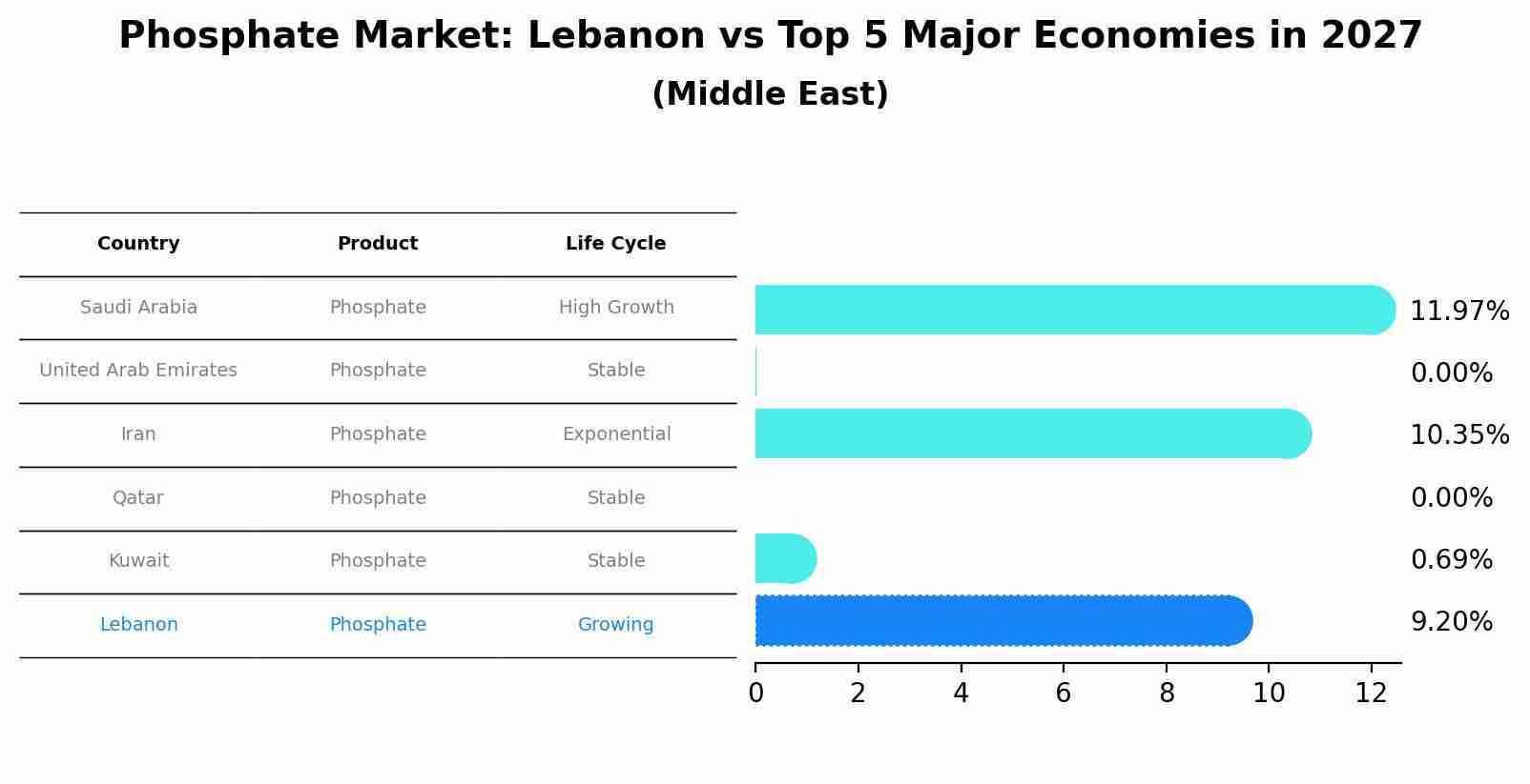 Phosphate Market: Lebanon vs Top 5 Major Economies in 2027 (Middle East)
