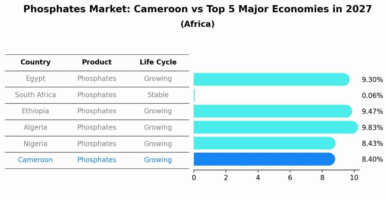 Phosphates Market: Cameroon vs Top 5 Major Economies in 2027 (Africa)