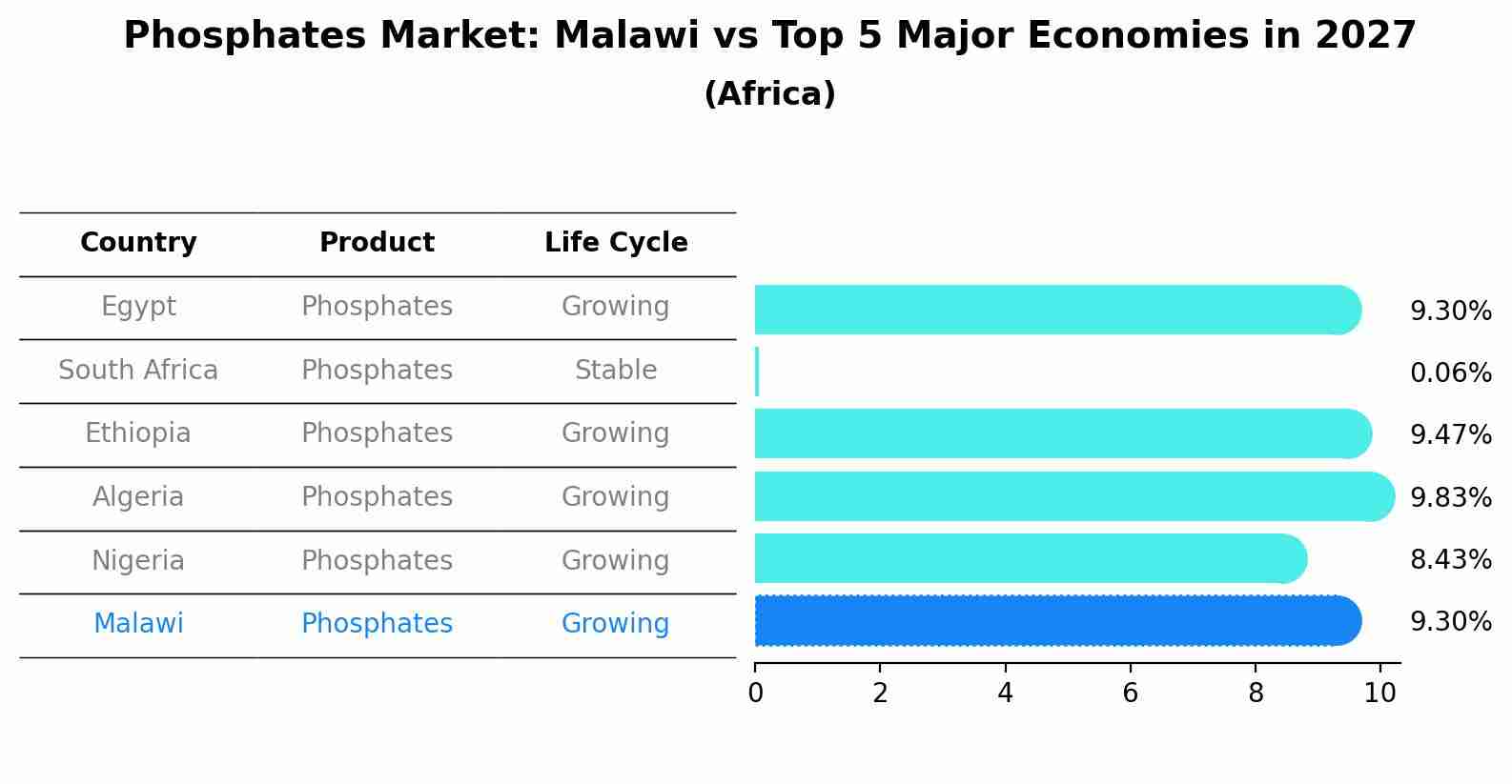 Phosphates Market: Malawi vs Top 5 Major Economies in 2027 (Africa)