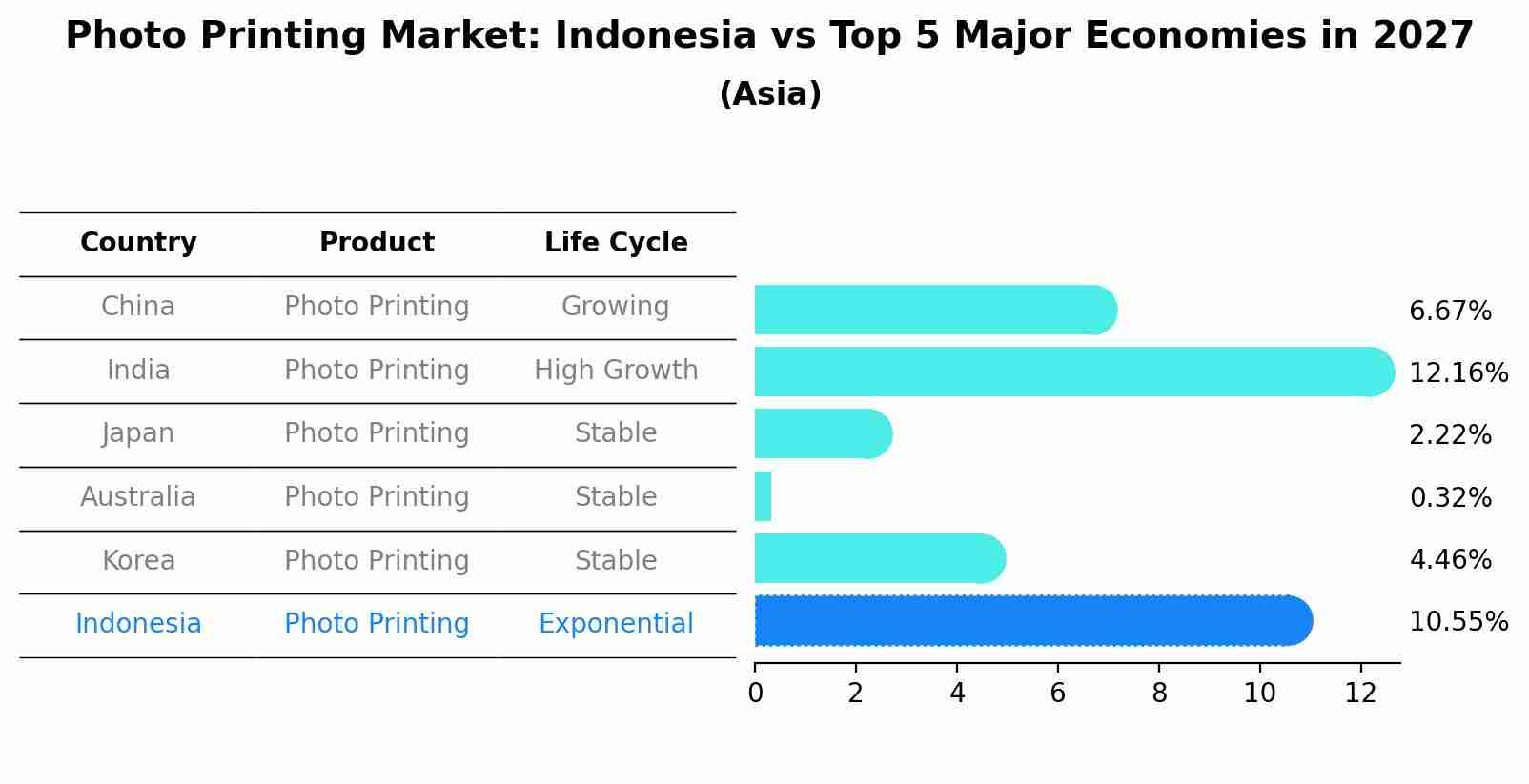 Photo Printing Market: Indonesia vs Top 5 Major Economies in 2027 (Asia)