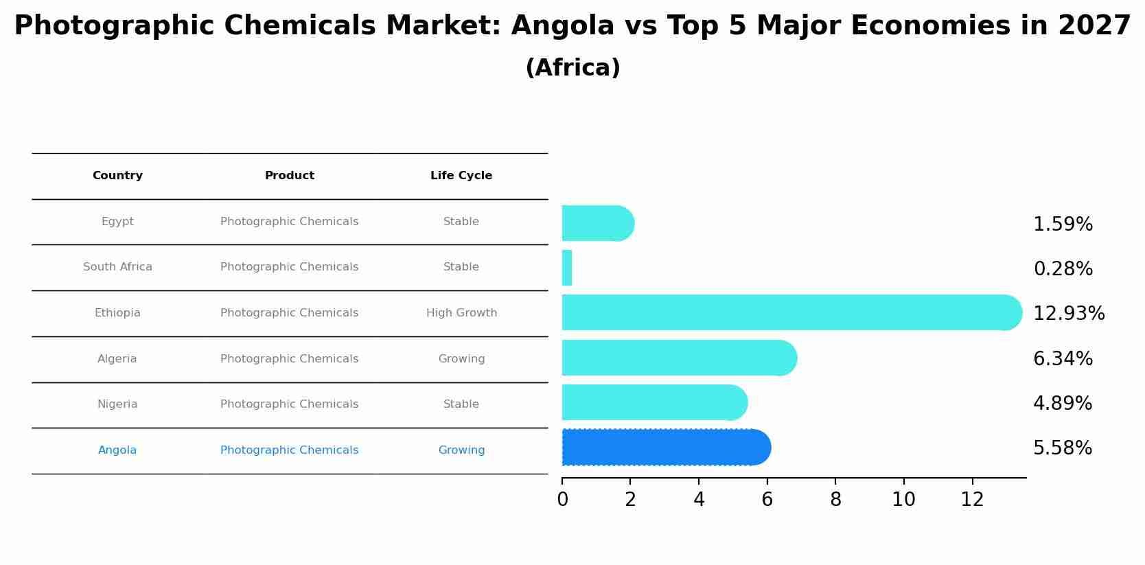 Photographic Chemicals Market: Angola vs Top 5 Major Economies in 2027 (Africa)