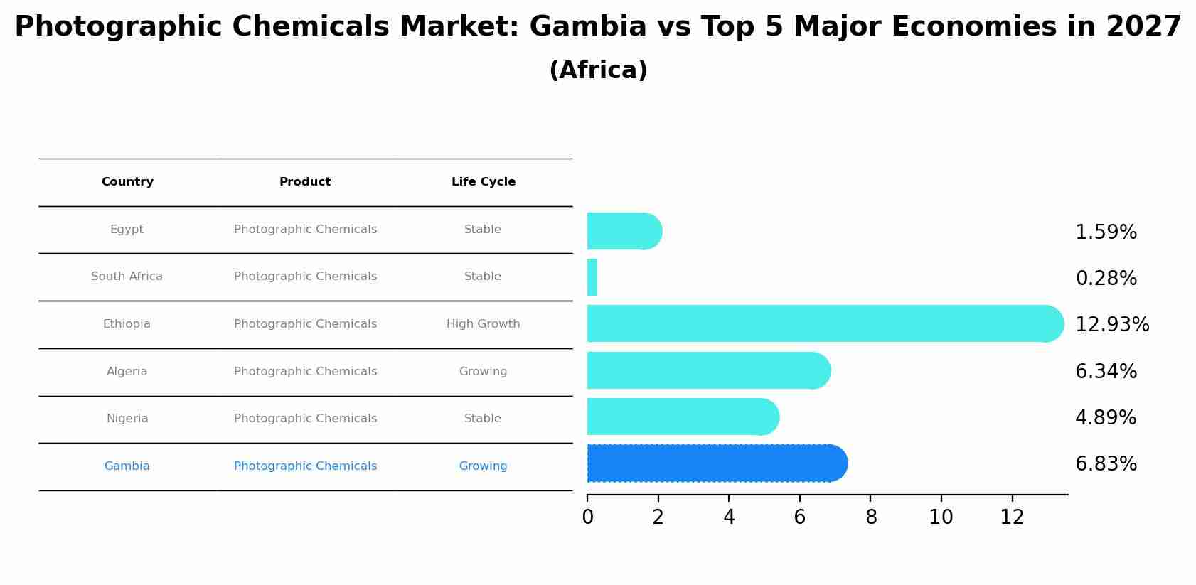 Photographic Chemicals Market: Gambia vs Top 5 Major Economies in 2027 (Africa)
