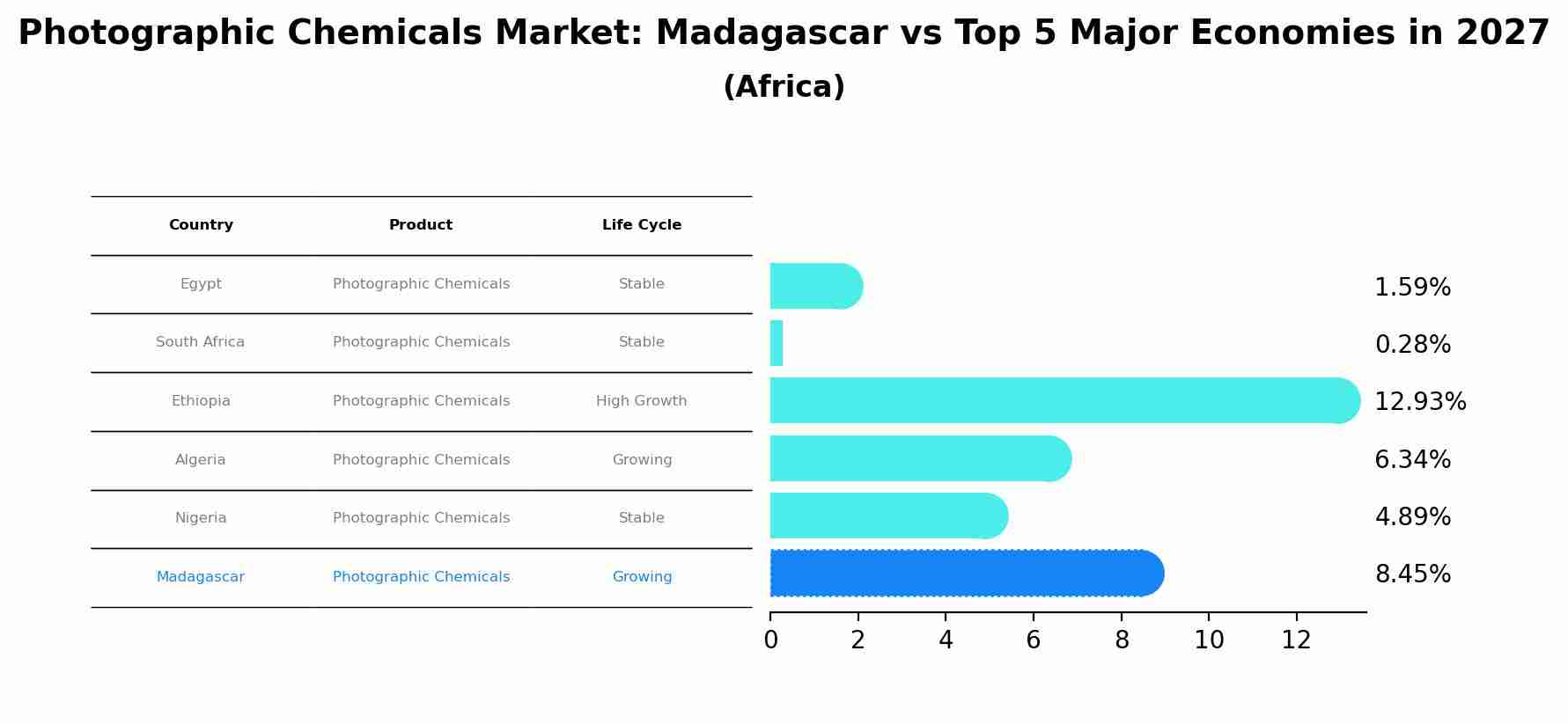 Photographic Chemicals Market: Madagascar vs Top 5 Major Economies in 2027 (Africa)