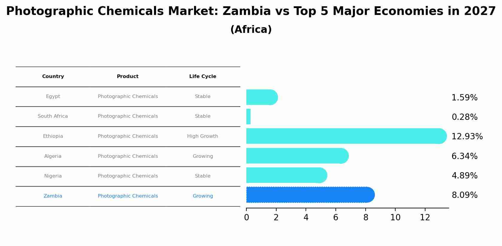 Photographic Chemicals Market: Zambia vs Top 5 Major Economies in 2027 (Africa)