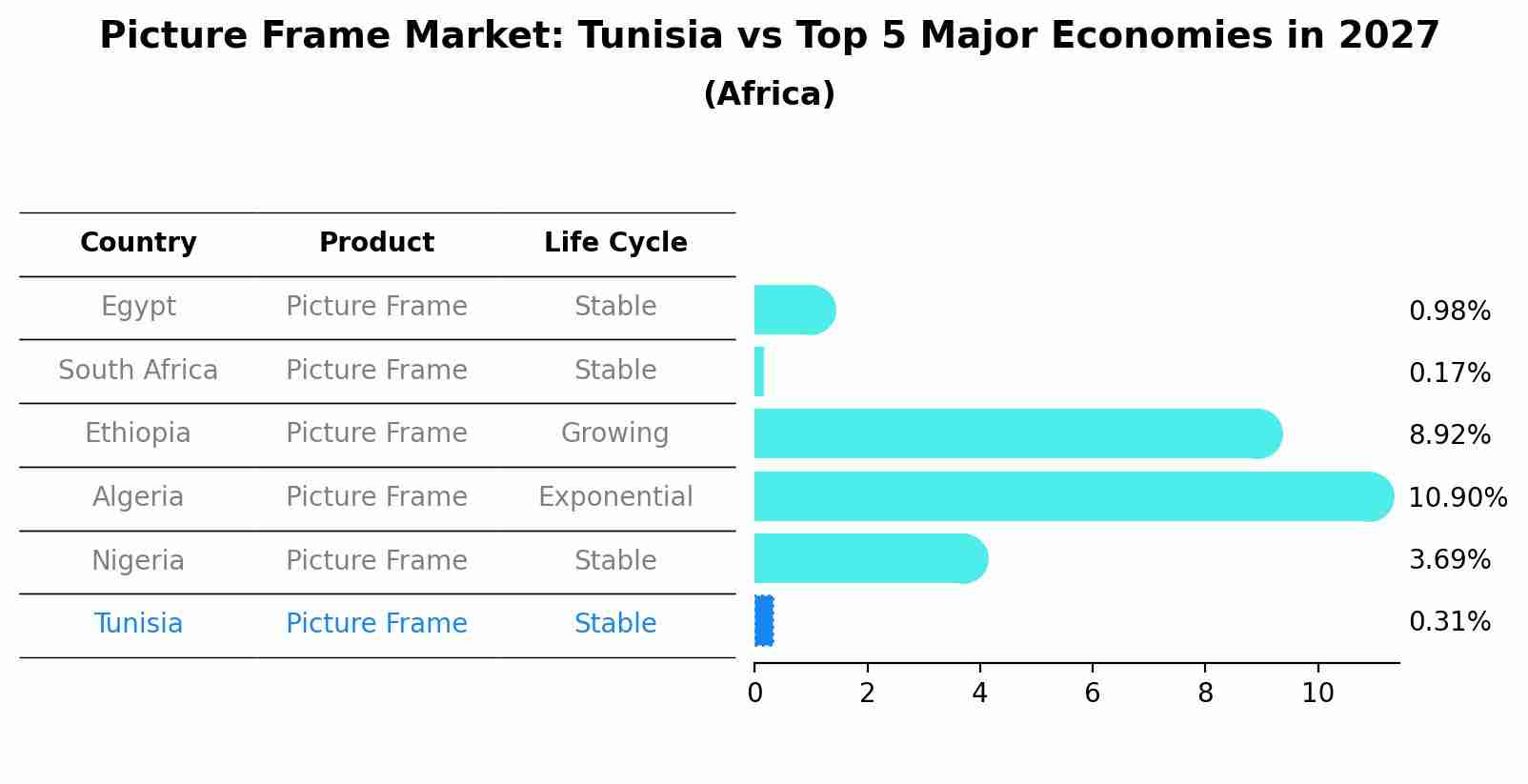 Picture Frame Market: Tunisia vs Top 5 Major Economies in 2027 (Africa)